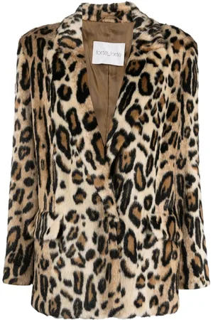 FORTE FORTE Abrigo con botones y estampado de leopardo
