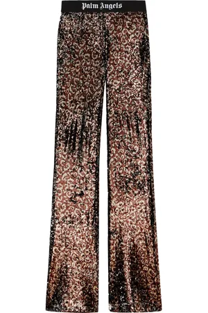 Palm Angels Pantalones acampanados bordado con lentejuelas