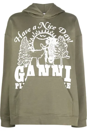 Ganni Hoodie con logo estampado