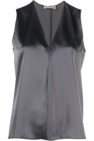 BLANCA Top satinado con cuello en V