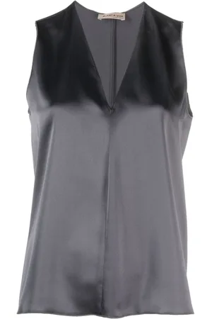 BLANCA Top satinado con cuello en V