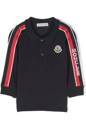 Moncler Playera tipo polo con parche del logo y motivo de rayas
