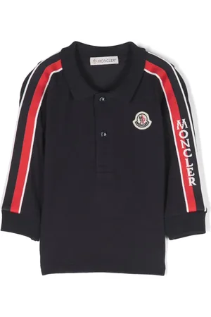 Moncler Playera tipo polo con parche del logo y motivo de rayas