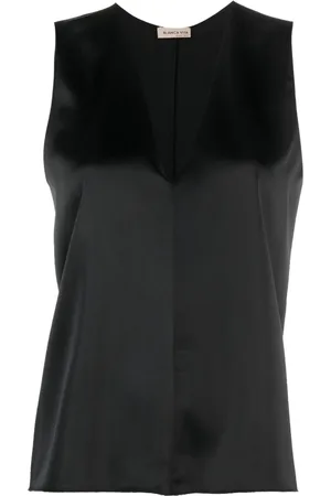 BLANCA Top satinado con cuello en V