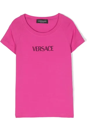VERSACE Playera manga corta con logo de strass