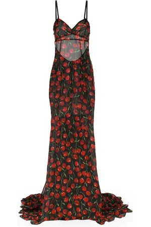 Dolce & Gabbana Vestido largo con cerezas estampadas
