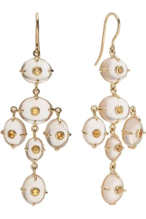 Tamara Taichman Aretes Girandole en oro amarillo de 14kt con zafiro y cuarzo