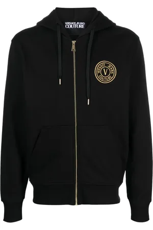 VERSACE Hoodie con logo bordado y cierre