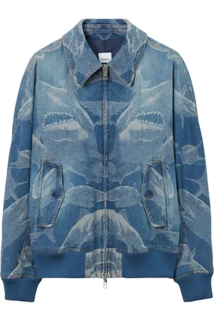 Burberry Chamarra bomber de mezclilla con tiburón estampado