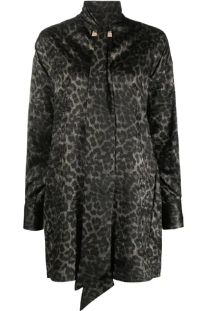 BLANCA Vestido camisero con estampado de leopardo