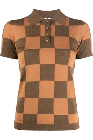 Nanushka Playera tipo polo con motivo ajedrezado
