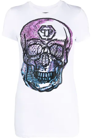 Philipp Plein Playera con detalles de cristal y motivo Skull