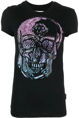 Philipp Plein Playera con detalles de cristal y motivo Skull