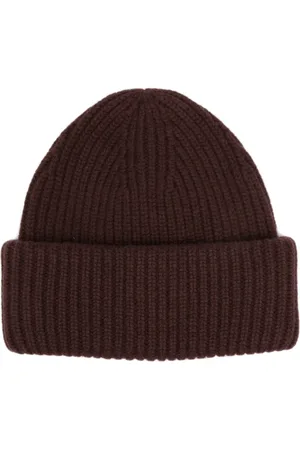 YVES SALOMON Gorro tejido de canalé con dobladillo vuelto