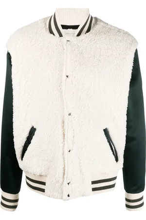 GREG LAUREN Chamarra bomber estilo universitario con diseño color block