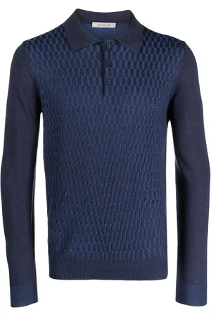 corneliani Playera tipo polo tejida con motivo en intarsia