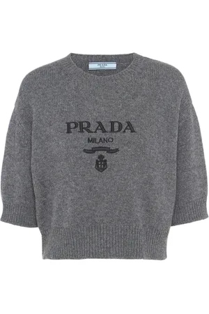 Prada Suéter corto con logo en intarsia
