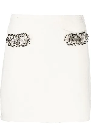 Lanvin Falda corta de bouclé con detalle de mostacillas