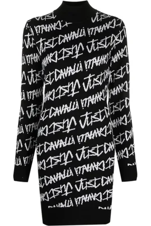 Roberto Cavalli Vestido tejido con logo en intarsia