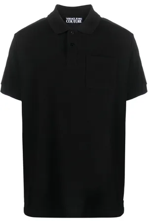VERSACE Playera tipo polo con franja del logo