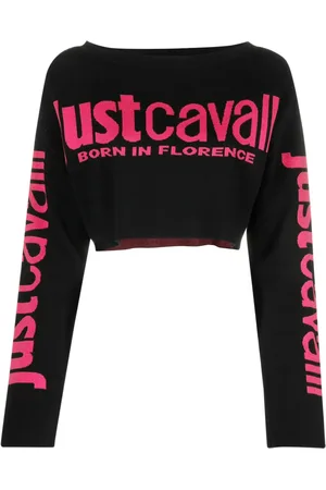 Roberto Cavalli Top tejido con logo bordado