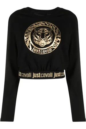 Roberto Cavalli Top corto con logo estampado
