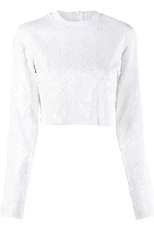 Iceberg Top corto bordado con lentejuelas y motivo pied de poule