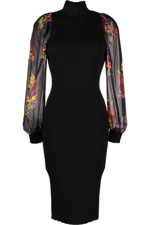 Twin-Set Vestido tejido de canalé con estampado floral