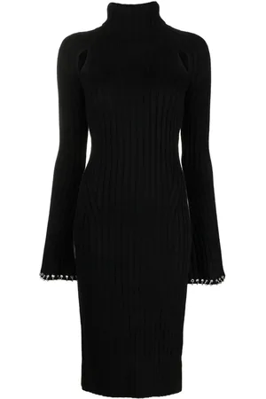 Patrizia Pepe Vestido midi de canalé con aberturas