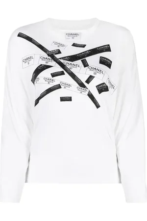 CHANEL Playera con logo estampado 2016