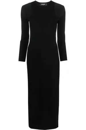 Dsquared2 Vestido midi tejido de canalé con aberturas