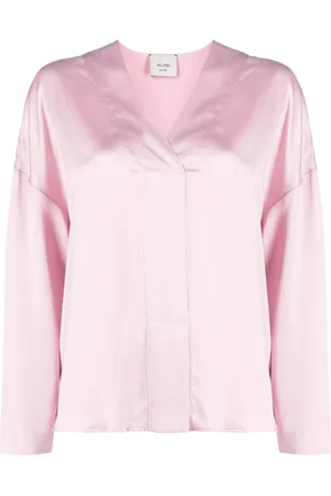 ALYSI Camisa de seda con cuello en V