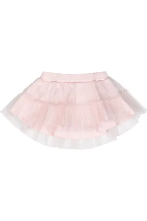 MISS BLUMARINE Falda a capas con logo bordado