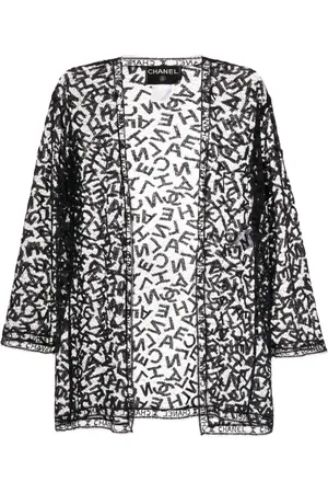 CHANEL Chamarra de encaje con logo 2000
