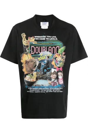 DOUBLET Playera con estampado gráfico y cuello redondo