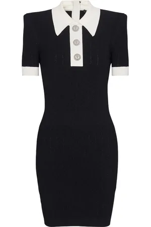 Balmain Vestido corto tejido de canalé