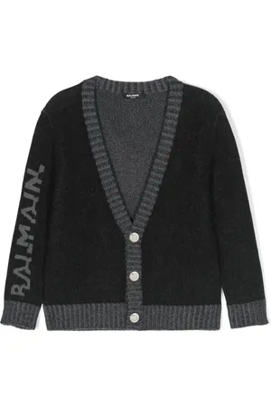 Balmain Cárdigan de tejido fino con detalles del logo