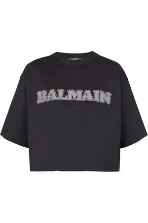 Balmain Playera con logo y detalles strass