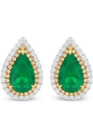 HYT Jewelry Aretes en oro de 18kt con diamantes y esmeralda