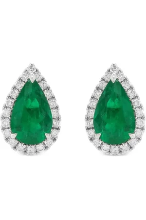 HYT Jewelry Aretes en oro blanco de 18kt con diamantes y esmeralda