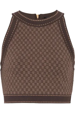 Balmain Top corto con monograma en jacquard