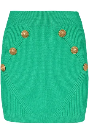 Balmain Falda tejida de canalé con detalles de botones