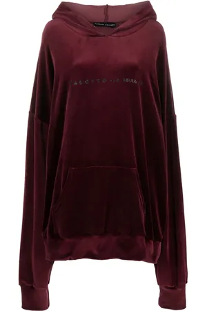 Barbara Bologna Hoodie de terciopelo con eslogan estampado