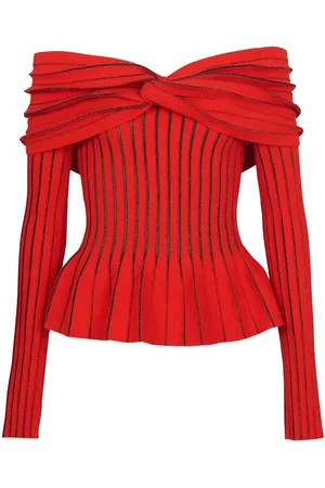 Balmain Top con hombros descubiertos y nudo