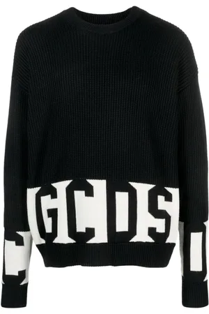 GCDS Suéter tejido con cuello redondo y logo en intarsia