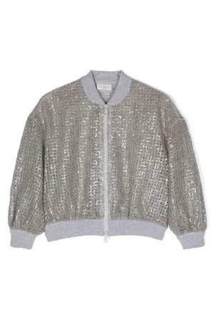 Brunello Cucinelli Chamarra bomber con cierre y lentejuelas