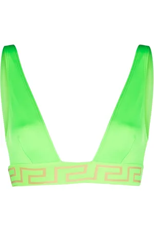 VERSACE Top de bikini estilo triángulo con borde Greca