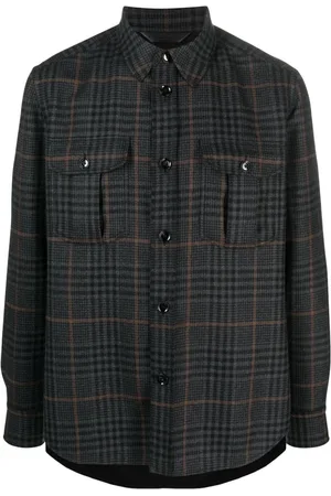 BRIONI Sobrecamisa tejida con cuadros estampados