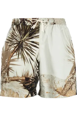 BLUE SKY INN Shorts de playa con palmeras estampadas