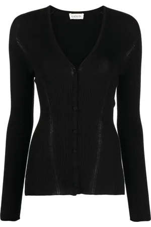 Lanvin Cárdigan tejido de canalé con cuello en V